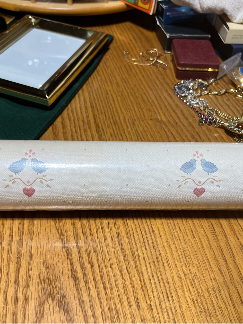 Unbranded White Wallpaper Roll with Blue Bird and Pink Heart Motif